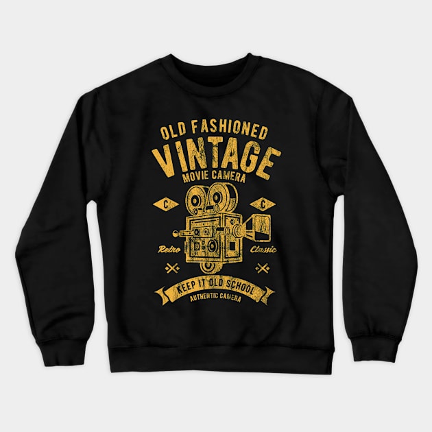 Vintage Movie Camera Cat Lover Mom Dad Crewneck Sweatshirt by familycuteycom